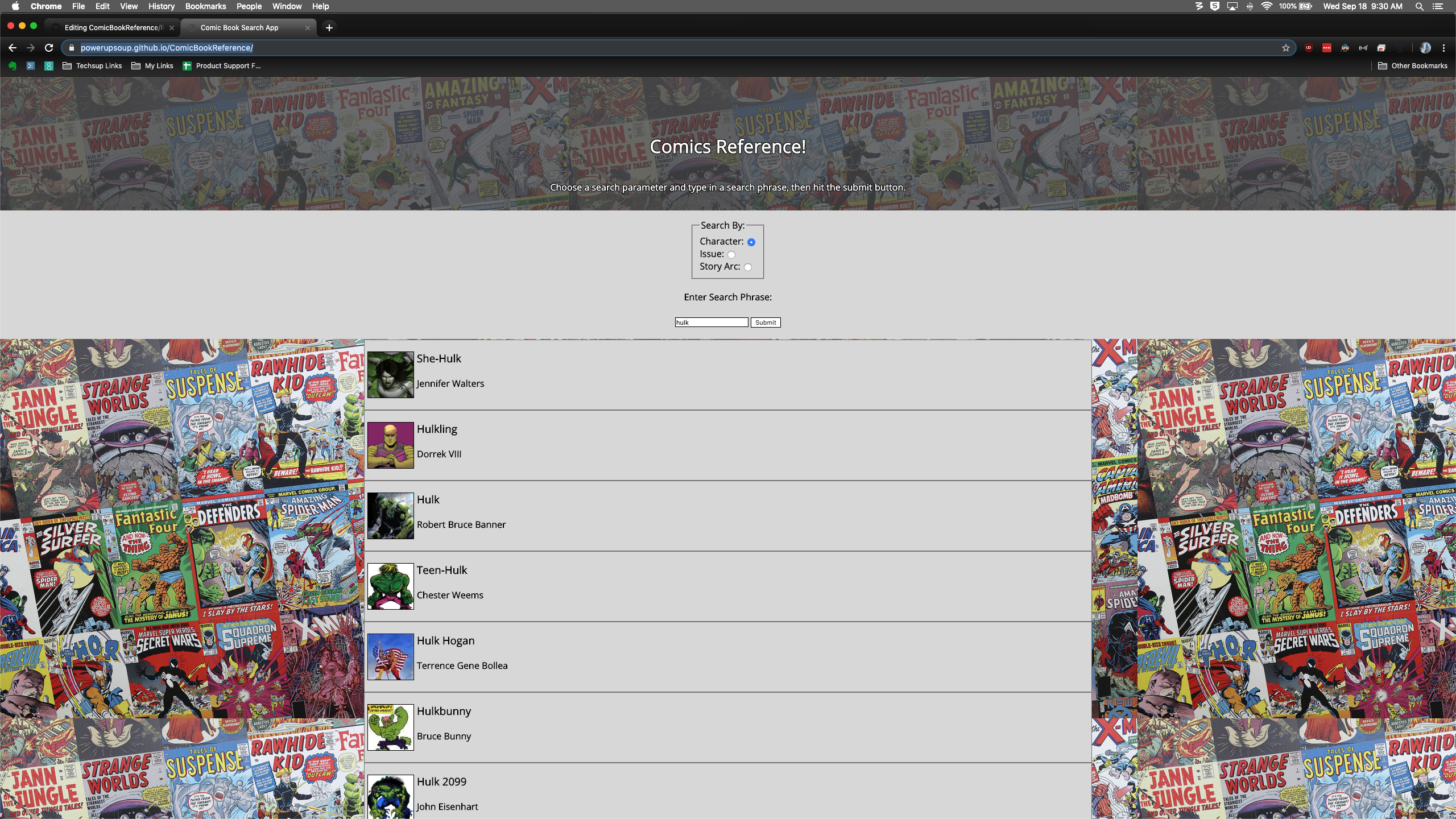Comic Book Reference App Image